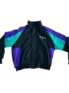 Vintage Holloway Chevron Lubricant Black Windbreaker Jacket